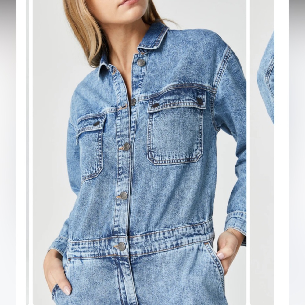 Mavi Eva Denim Jumpsuit Light Indigo Blue S - Picture 4 of 11